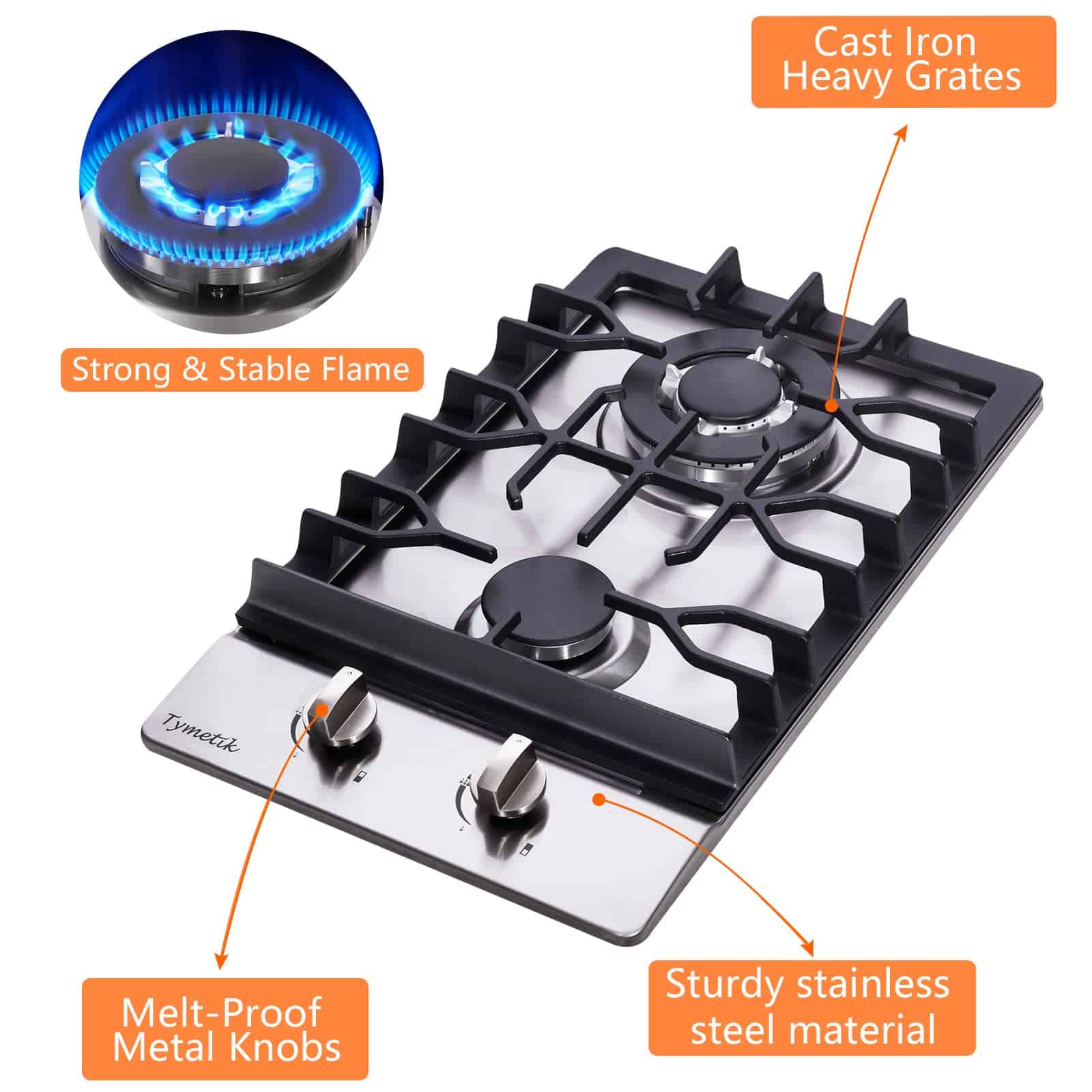 Estufa de Gas de 12 Pulgadas, 2 Quemadores Estufa de Gas - Imagen 3