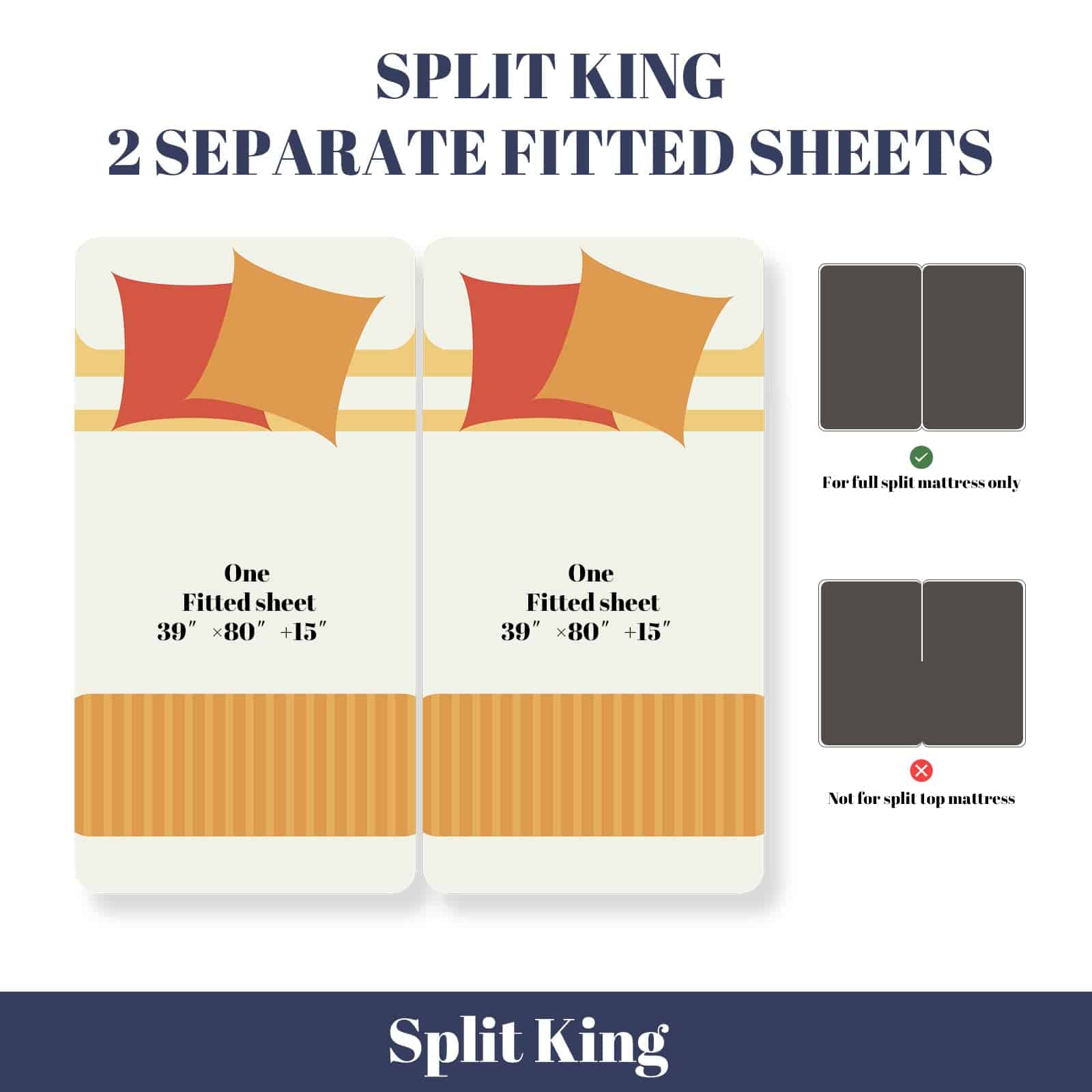 Juego de sábanas NATUREFIELD Split King Size (5 piezas), - Imagen 9