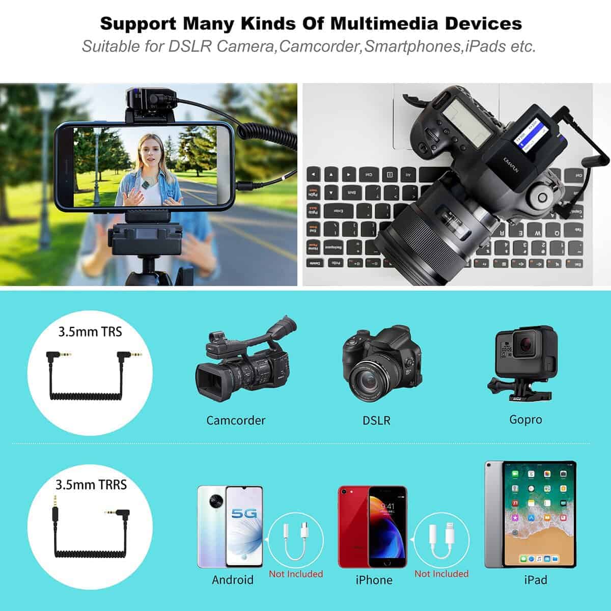 Micrófono inalámbrico de solapa KIMAFUN para cámara, - Imagen 4