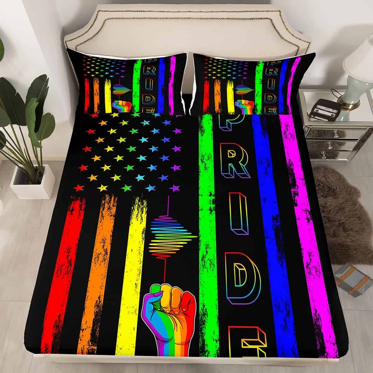 Sábana Ajustable Manfei Bandera Americana Twin, Juego de