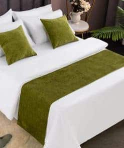 AMBERIS - Camino de Cama Verde, Chenilla Suave Sin