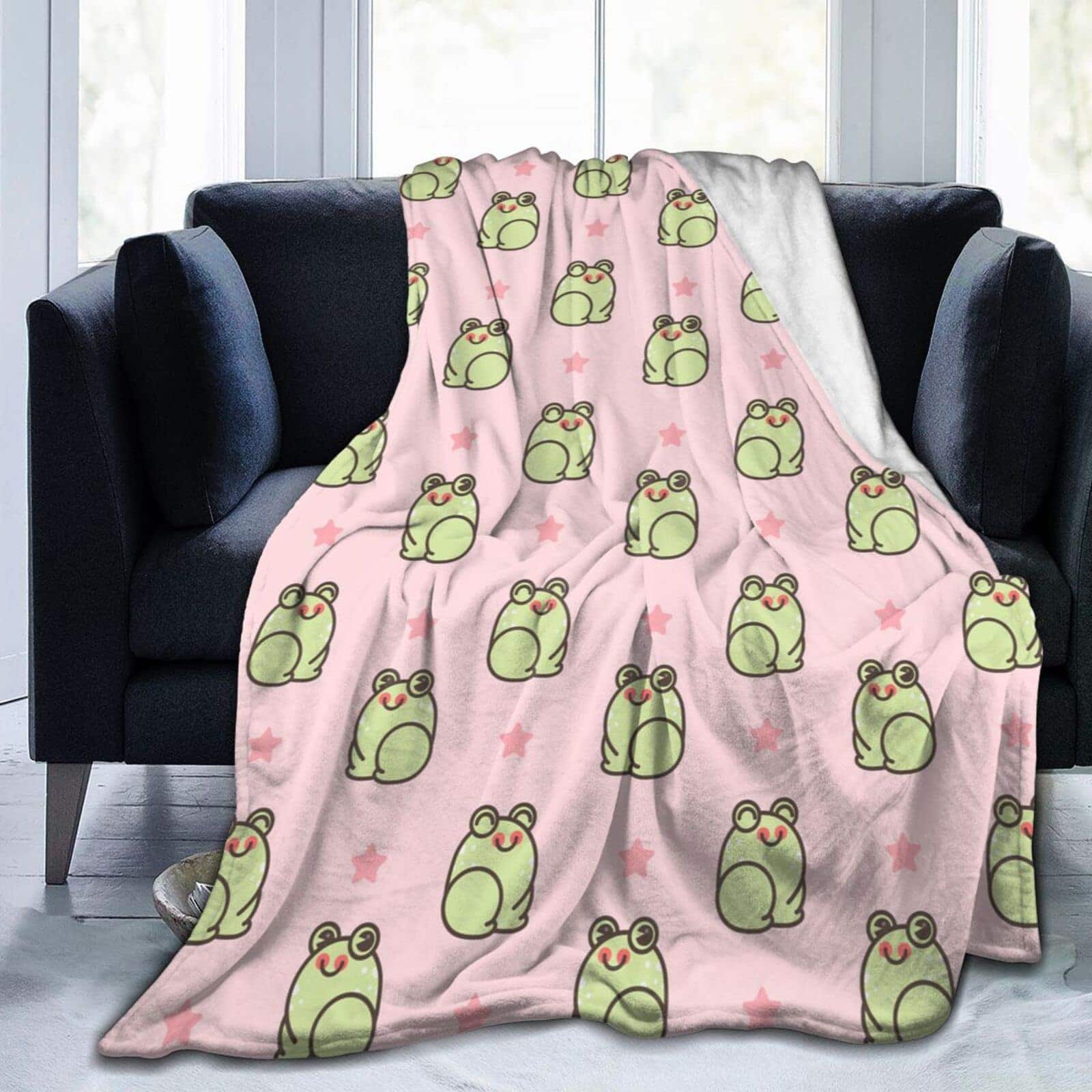 Manta de Ranas Kawaii Linda, Manta de Franela Esponjosa y