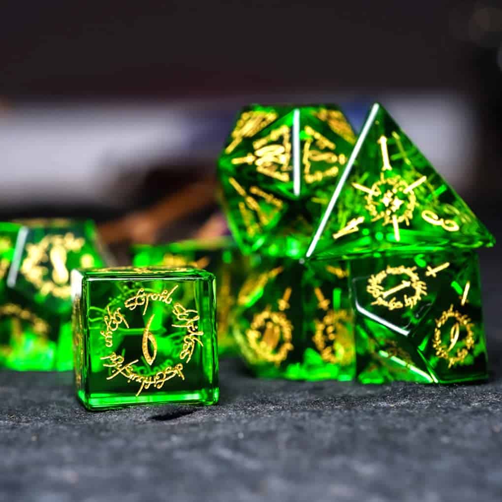 Juego de dados de rol LANGWEI Pretty Green Peridot DND con