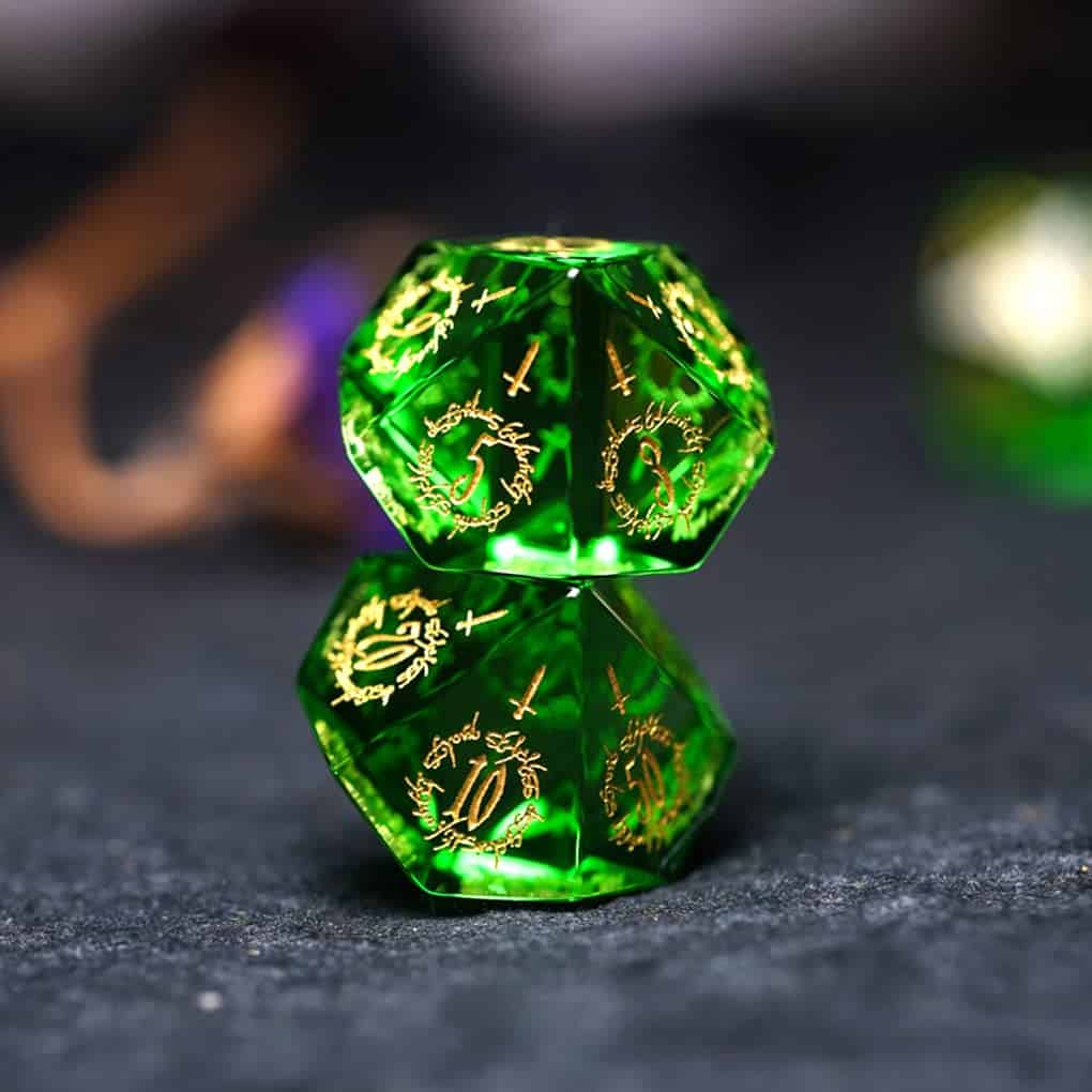 Juego de dados de rol LANGWEI Pretty Green Peridot DND con - Imagen 3