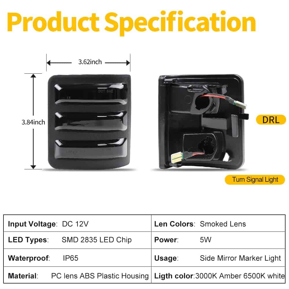 2pcs Luces LED dinámicas para retrovisor lateral Ford Luz - Imagen 6