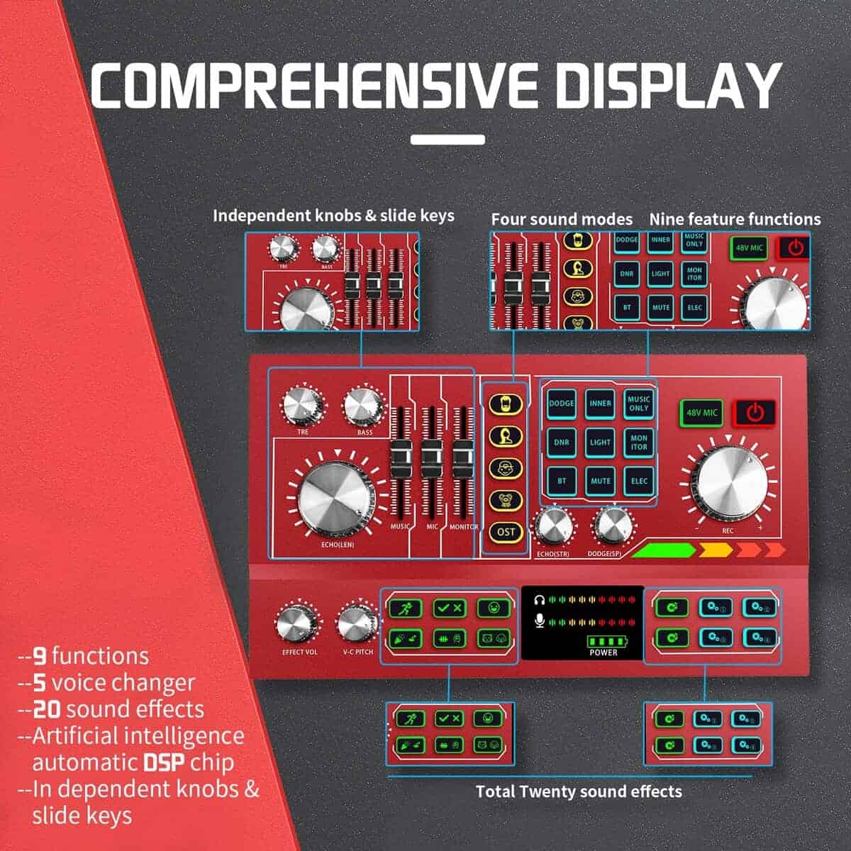 Paquete de Equipos para Podcast Interfaz de Audio Mezclador - Imagen 4