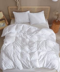 Juego de Funda Nórdica de Rey Seersucker Blanco de 3 Piezas