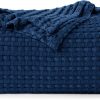 Manta de Algodón 100% en Azul Marino con Textura de Gofre