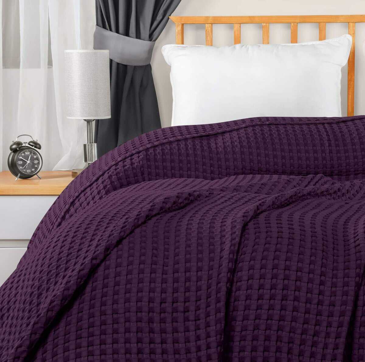 Manta de Algodón Utopia Bedding Plum 300 GSM tipo Gofre - Imagen 9