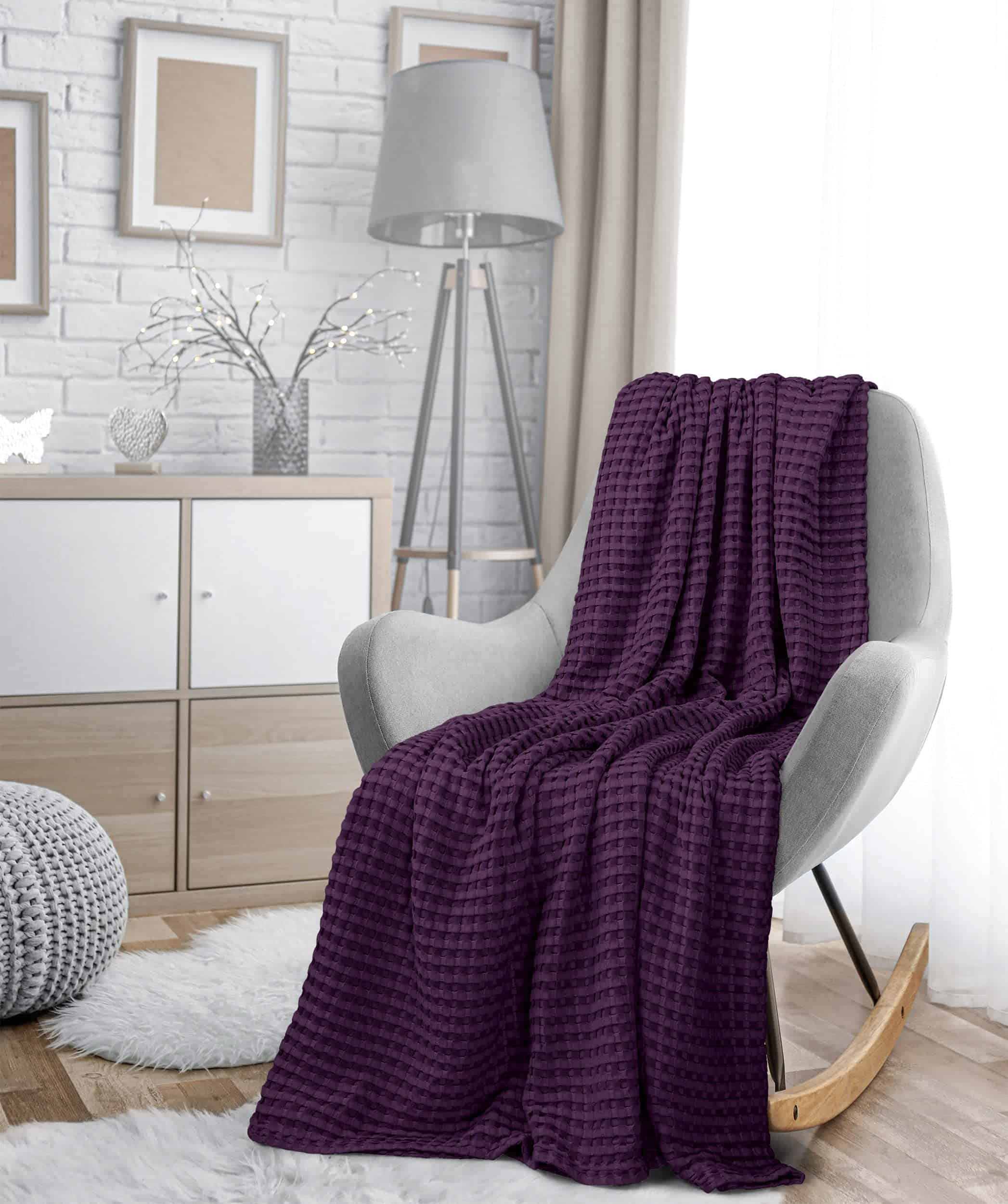 Manta de Algodón Utopia Bedding Plum 300 GSM tipo Gofre - Imagen 7