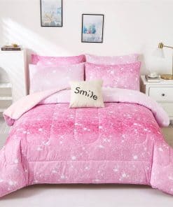 Set de Edredón de Pink Glitter Tamaño Twin para Niñas,