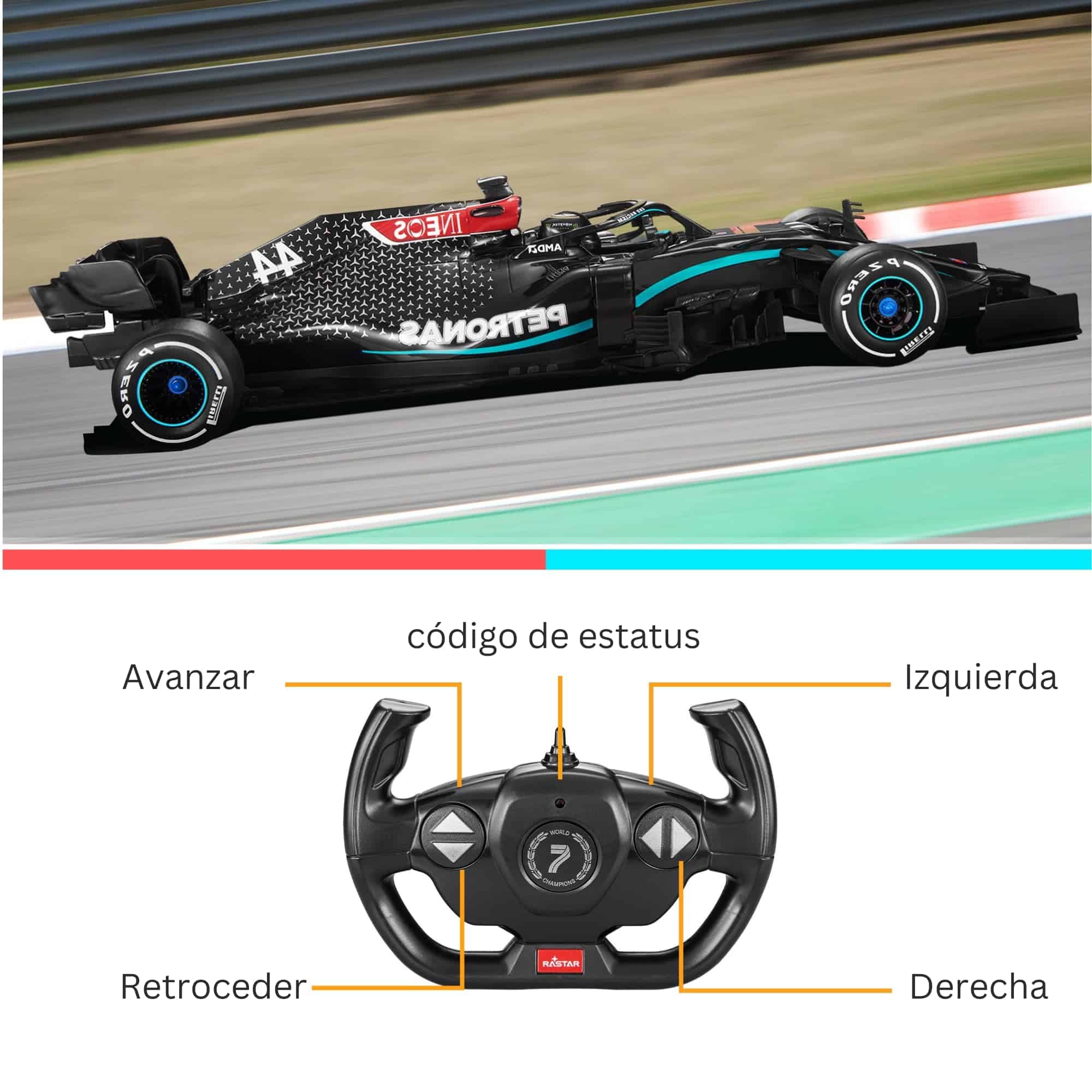 Coche de Control Remoto Mercedes-Benz F1 W11 a Escala 1:12 - Imagen 5