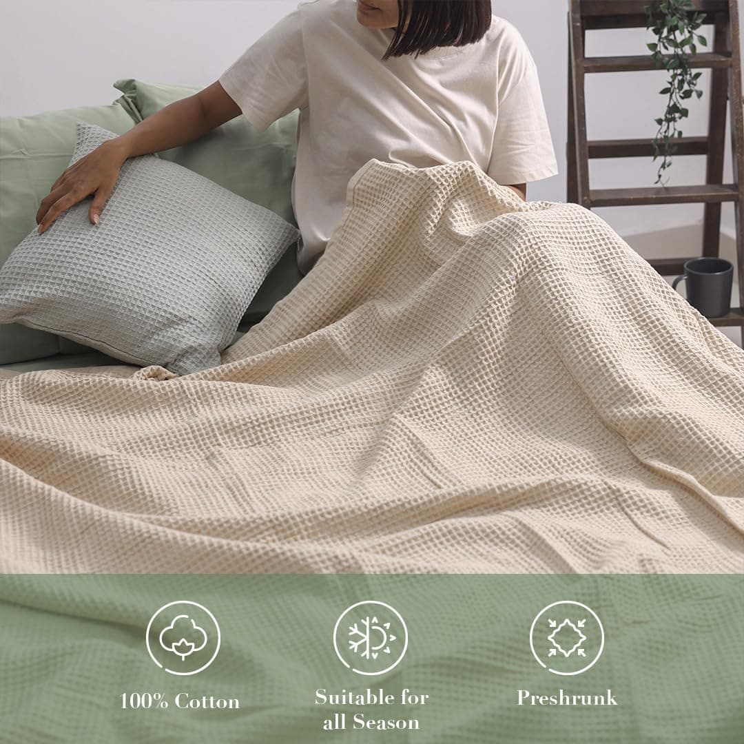 Manta de algodón orgánico 100% certificado GOTS -Pergamino - Imagen 5