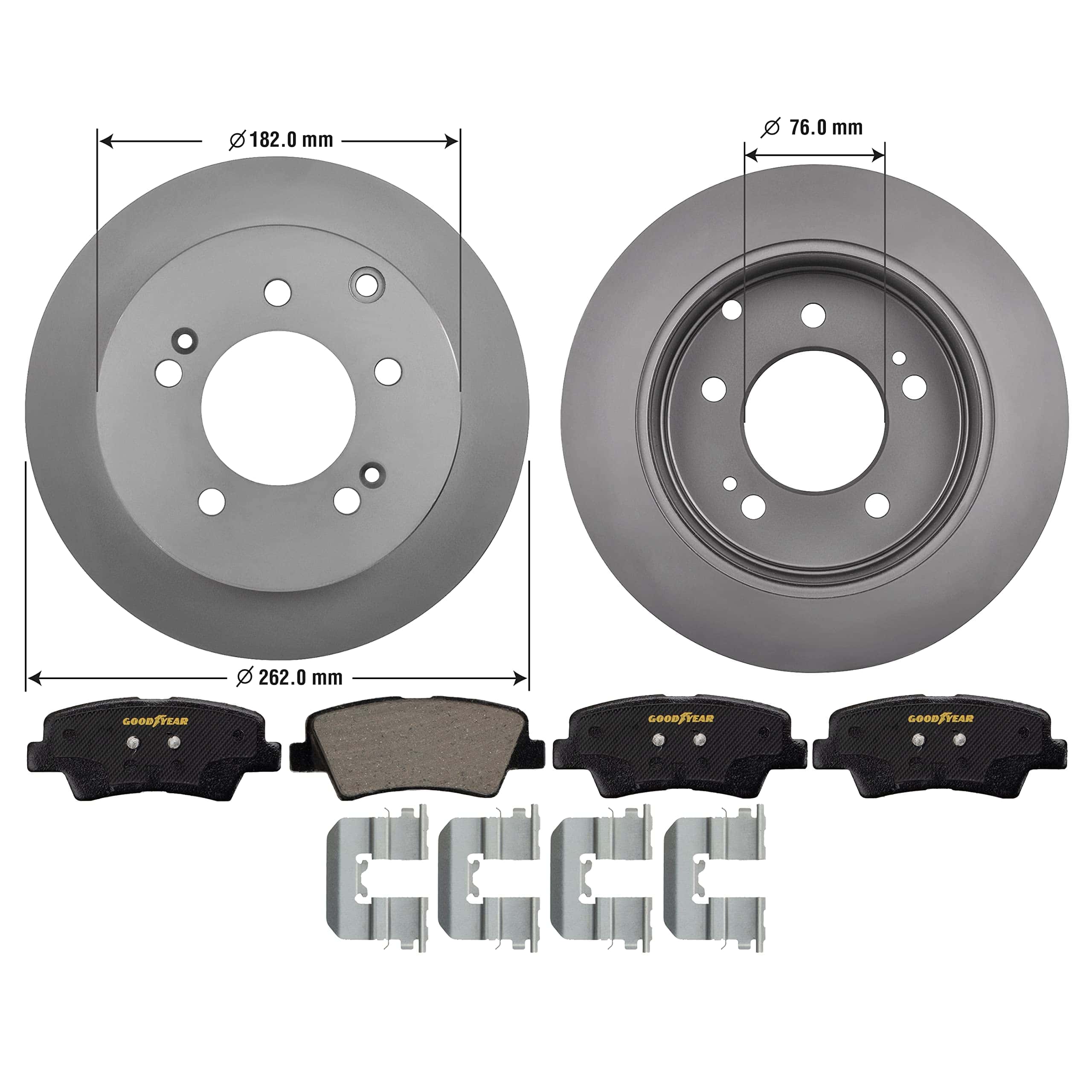 Juego de frenos traseros anti oxidación Goodyear con discos - Imagen 3