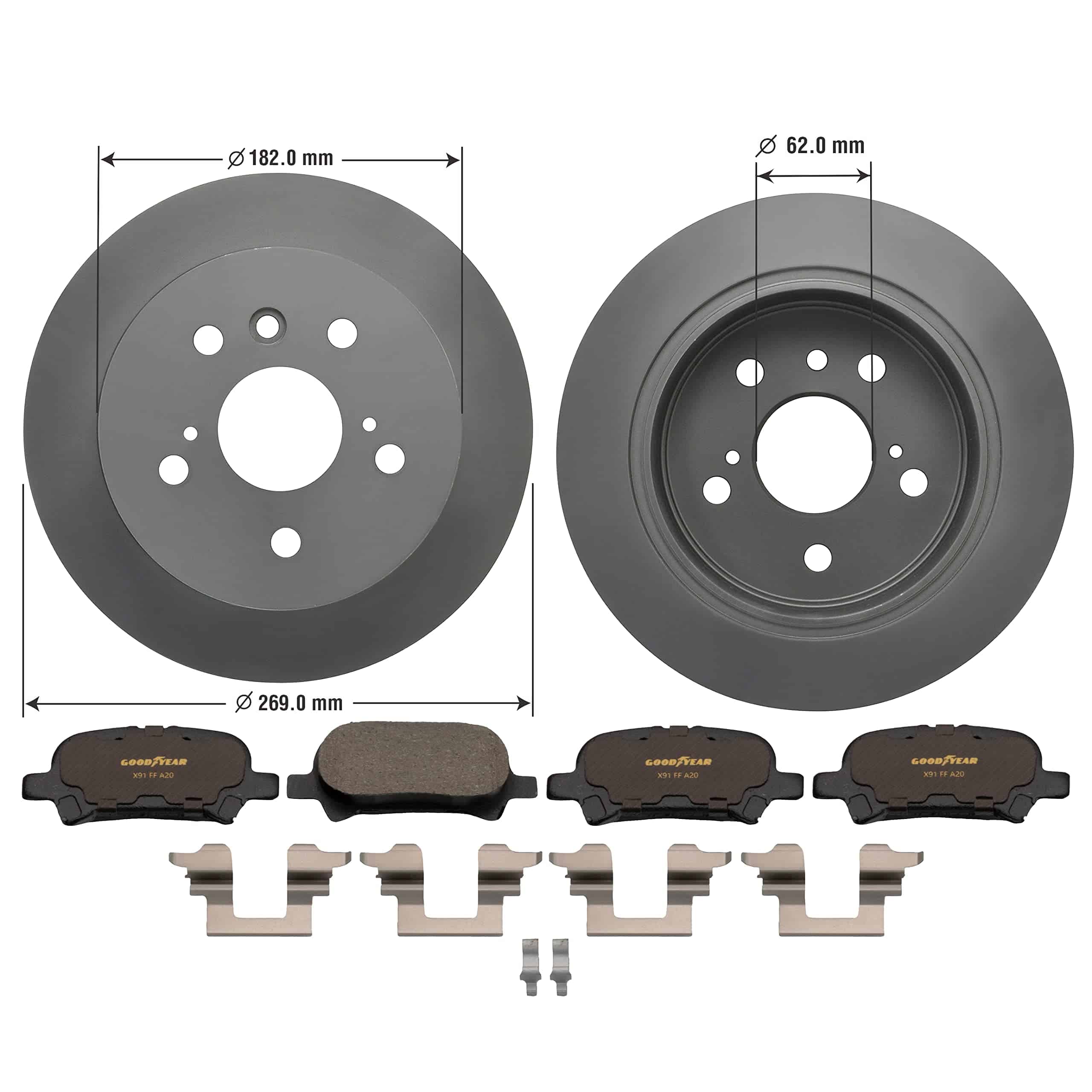 Kit de frenos traseros Goodyear Anti Ox pulidos con rotores - Imagen 3