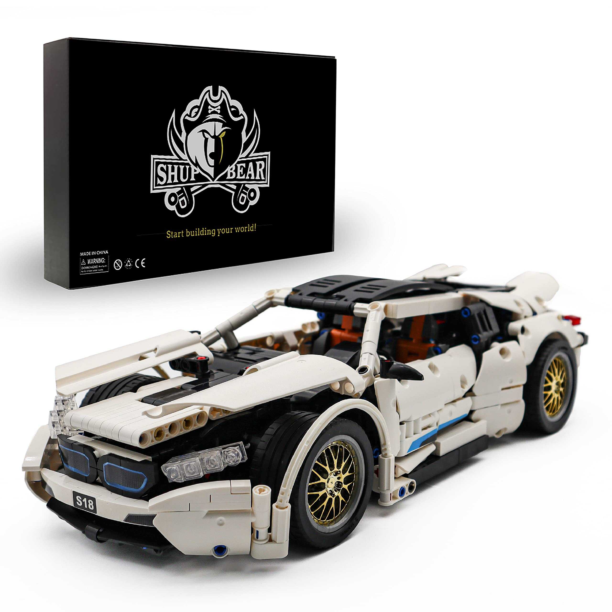 Set de Coche de Carreras Blanco ShupBear Creator Speed, Kit