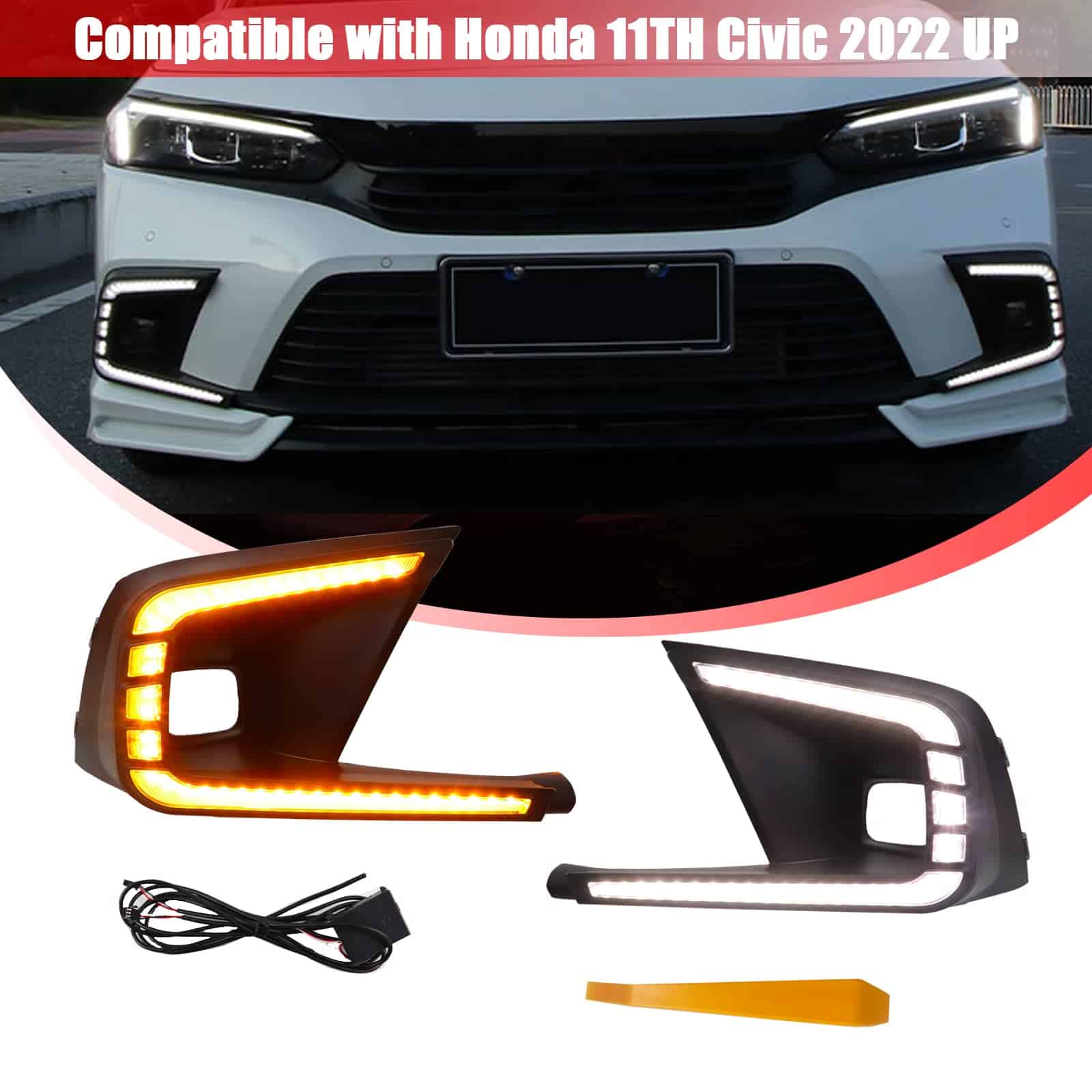 GEEGEETOP Faro de Niebla Delantero LED Blanco/Ámbar con - Imagen 4