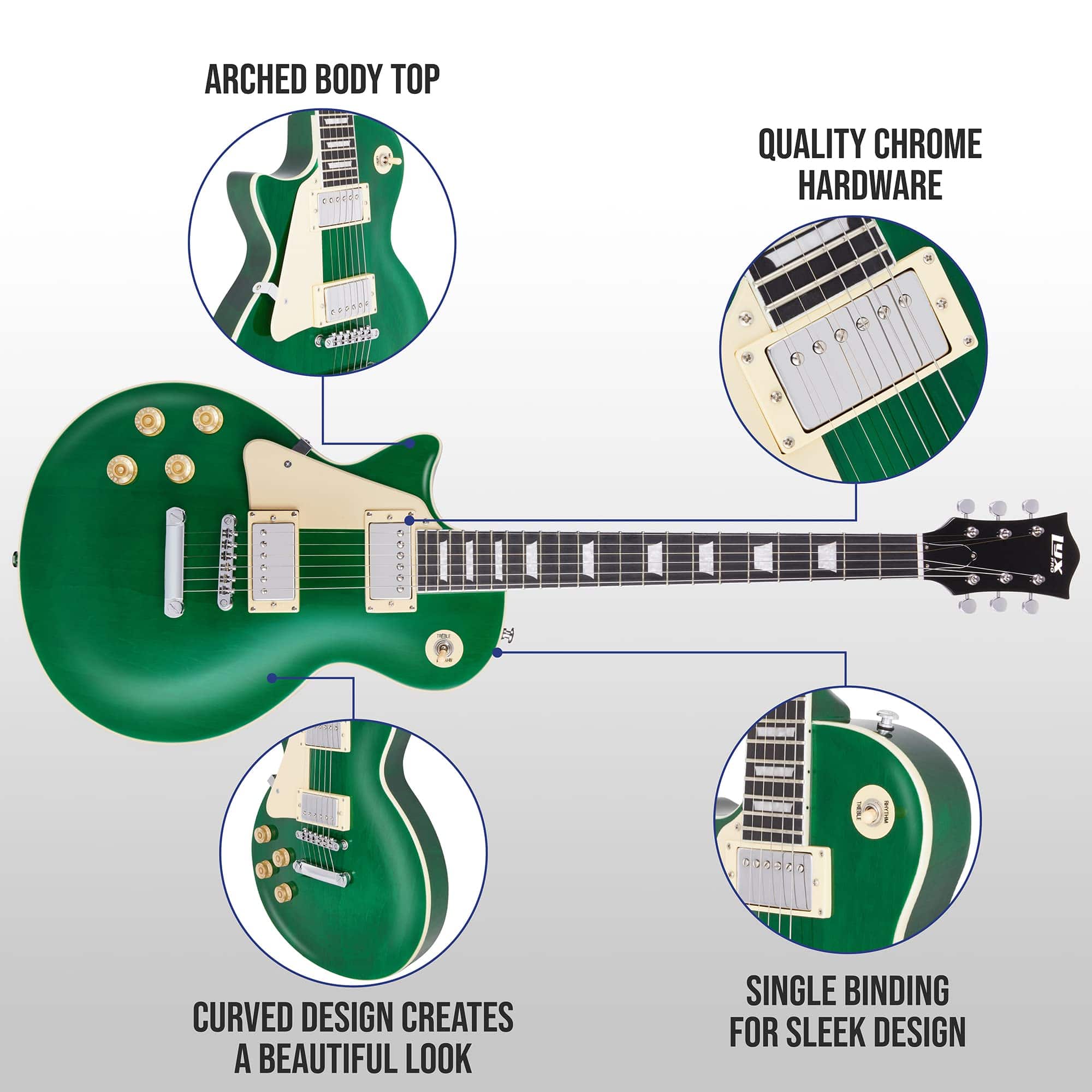 Guitarra Eléctrica LyxPro 39" Serie SB para Zurdos, Estilo - Imagen 5