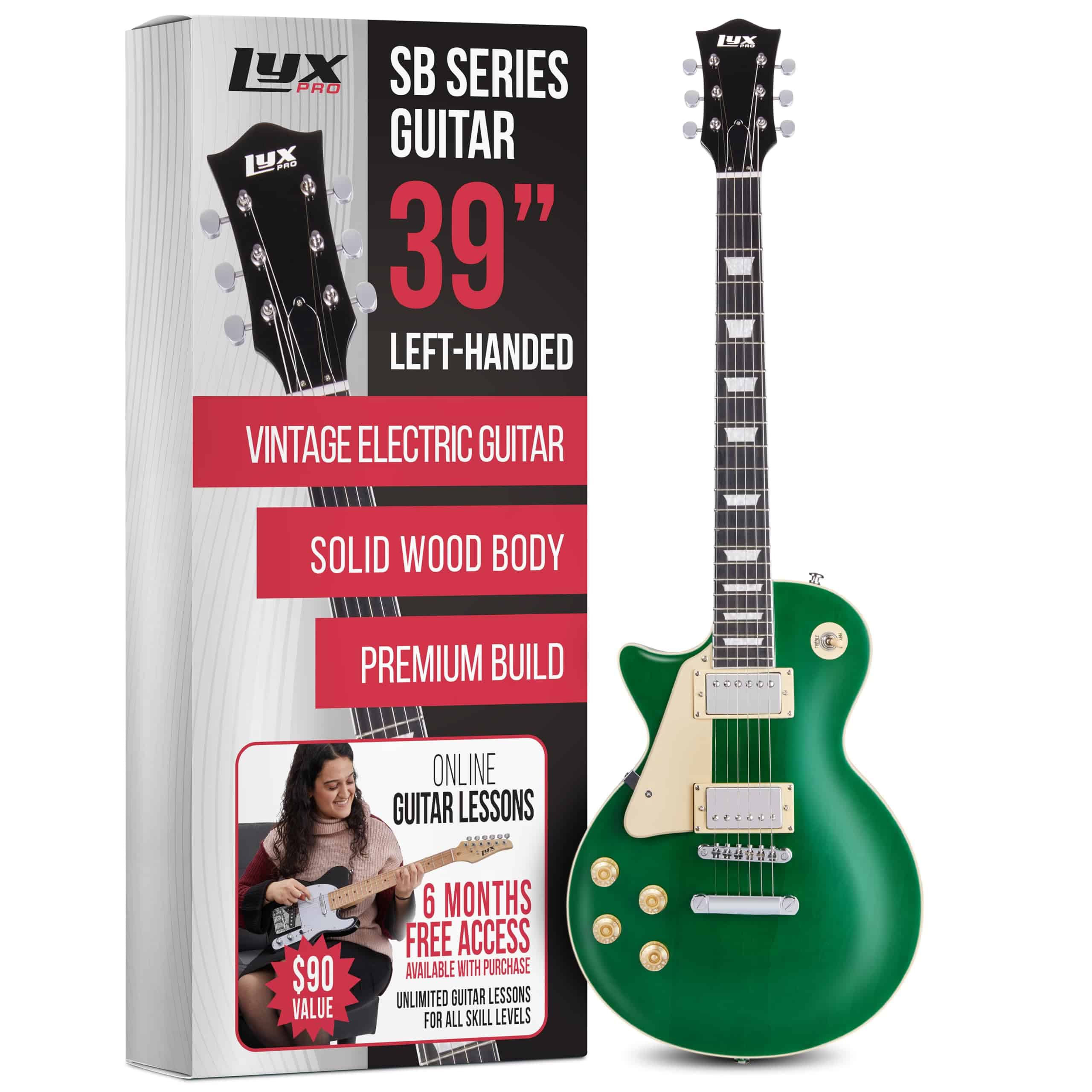 Guitarra Eléctrica LyxPro 39" Serie SB para Zurdos, Estilo