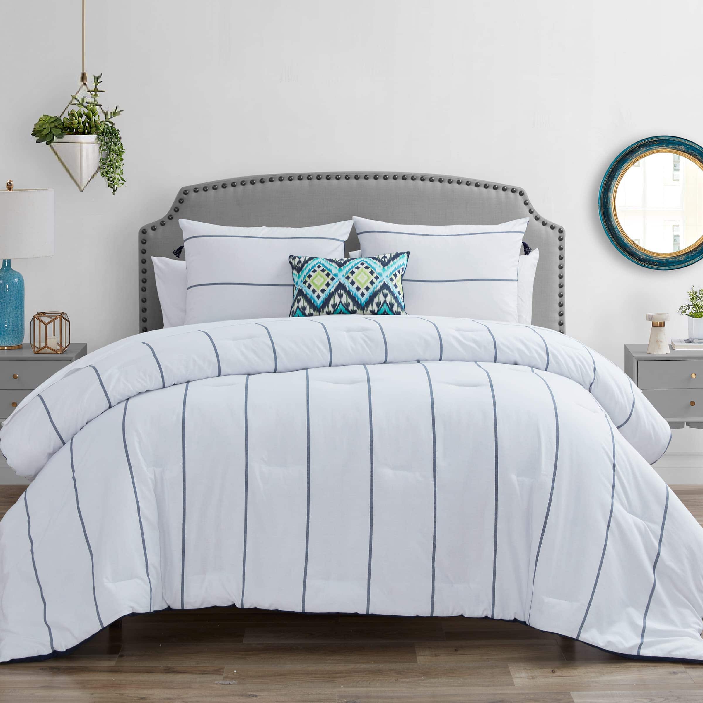 Juego de edredón completo/queen Roadway de 4 piezas