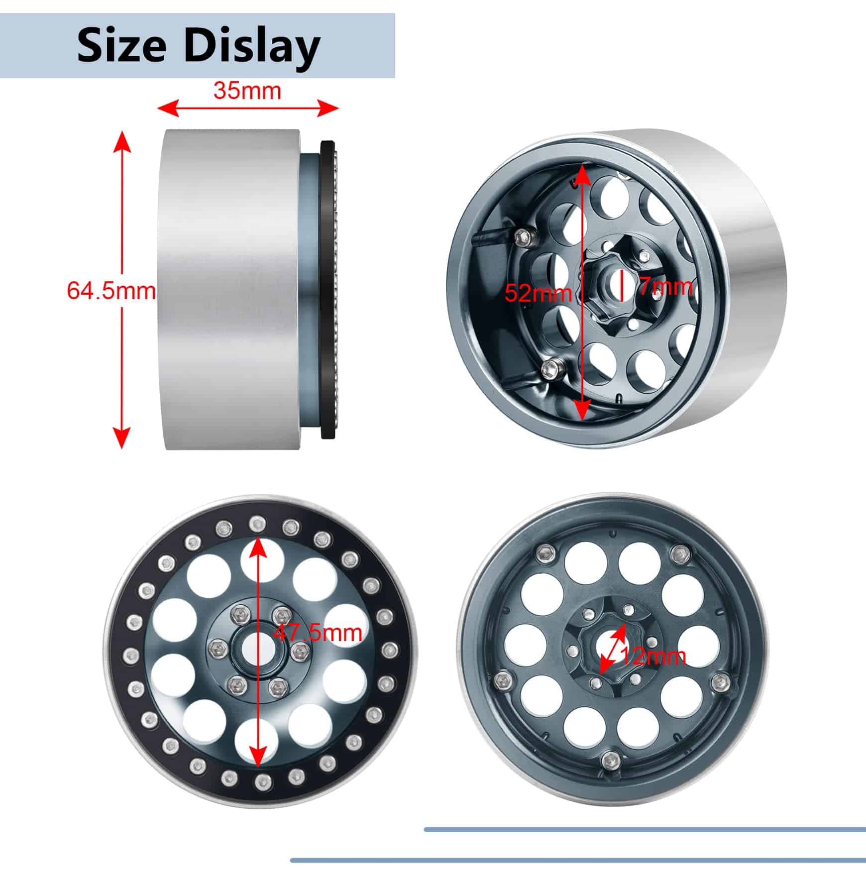 Maleonn 4PCS RC Llantas de Aleación de Aluminio 2.2 - Imagen 4