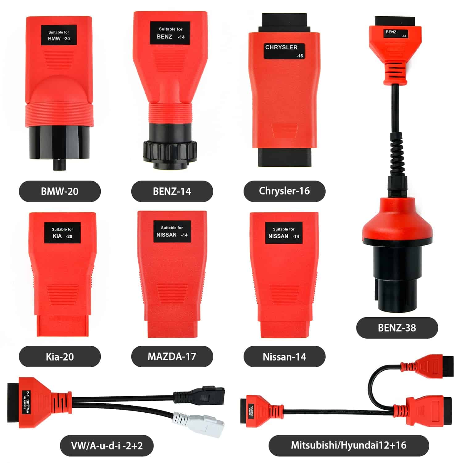 Kit de 9 Adaptadores OBDII No Estándar Autel Original 2024
