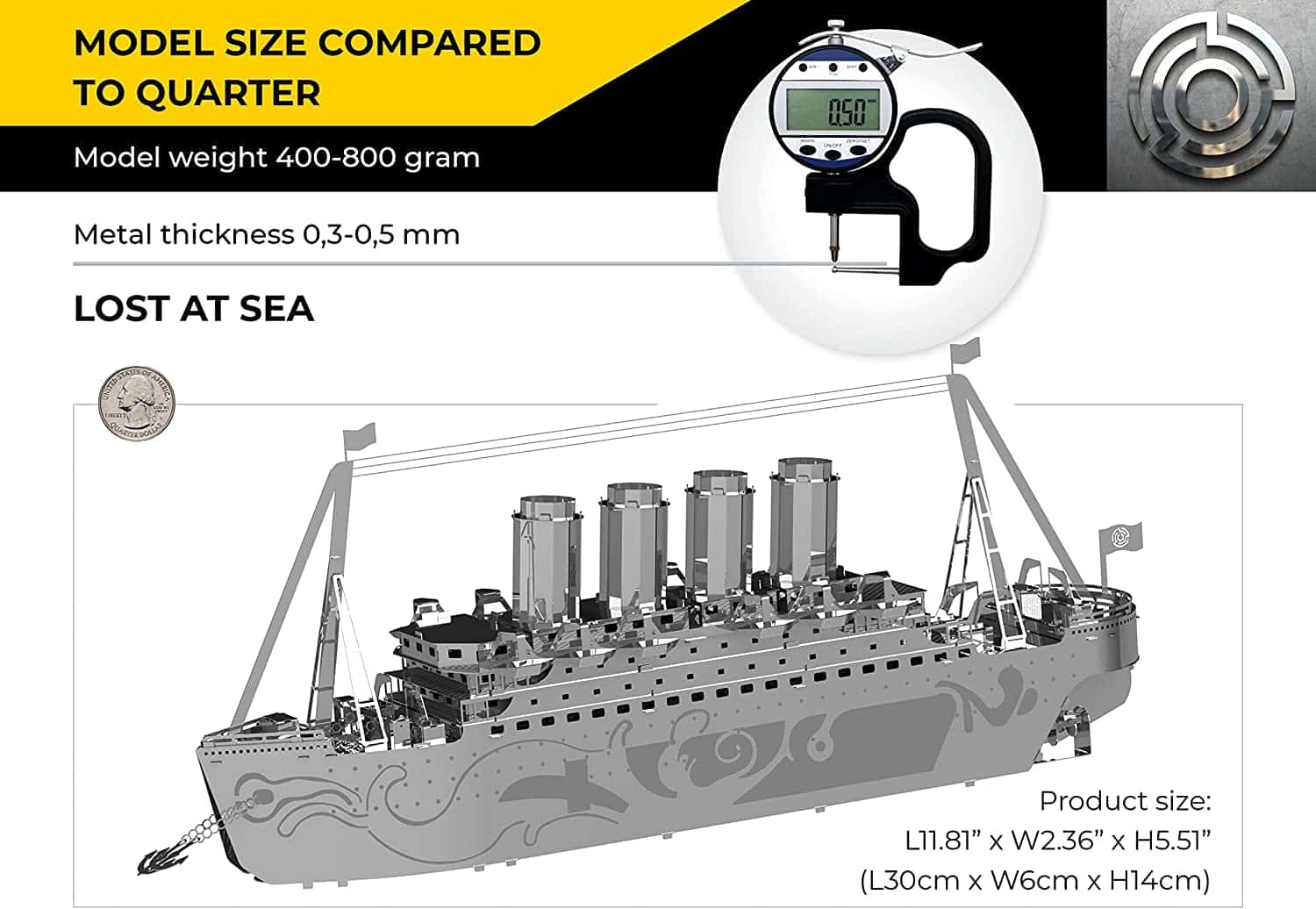 Modelo de Titanic perdido en el mar a escala de acero - Imagen 6