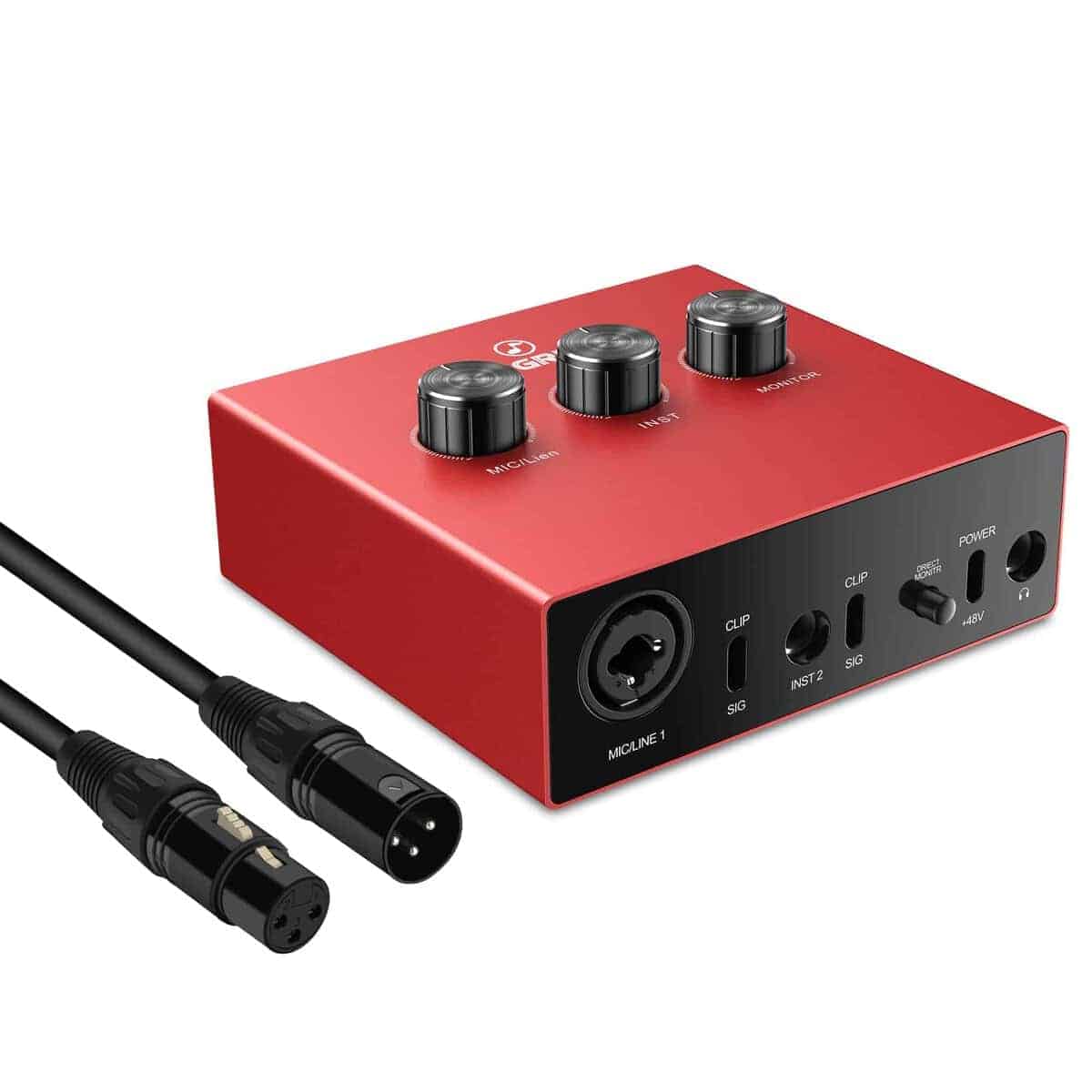 Interfaz de audio USB con 1x XLR/TRS 1x 1/4" 2X RCA USB