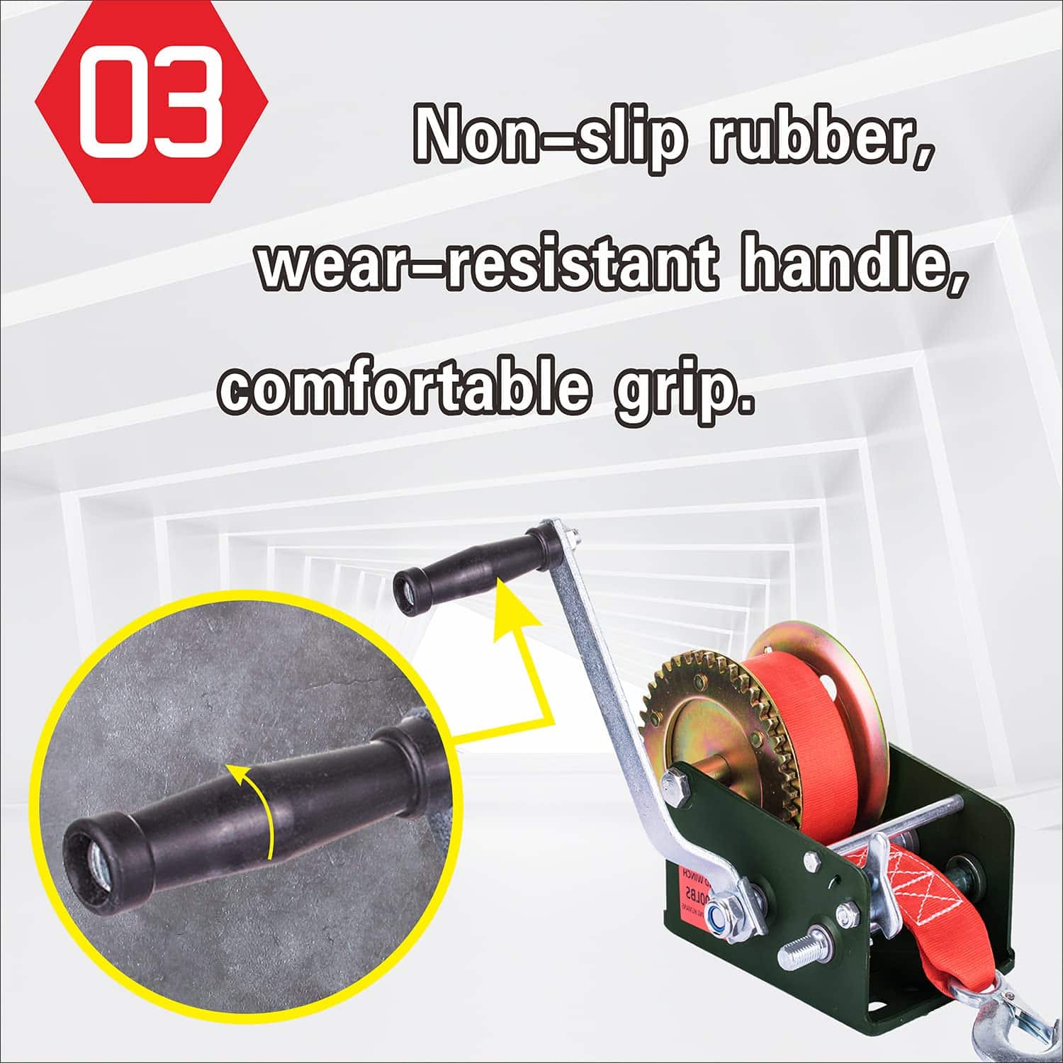 Malacate manual resistente Heavy Duty 3500lbs con correa de - Imagen 7