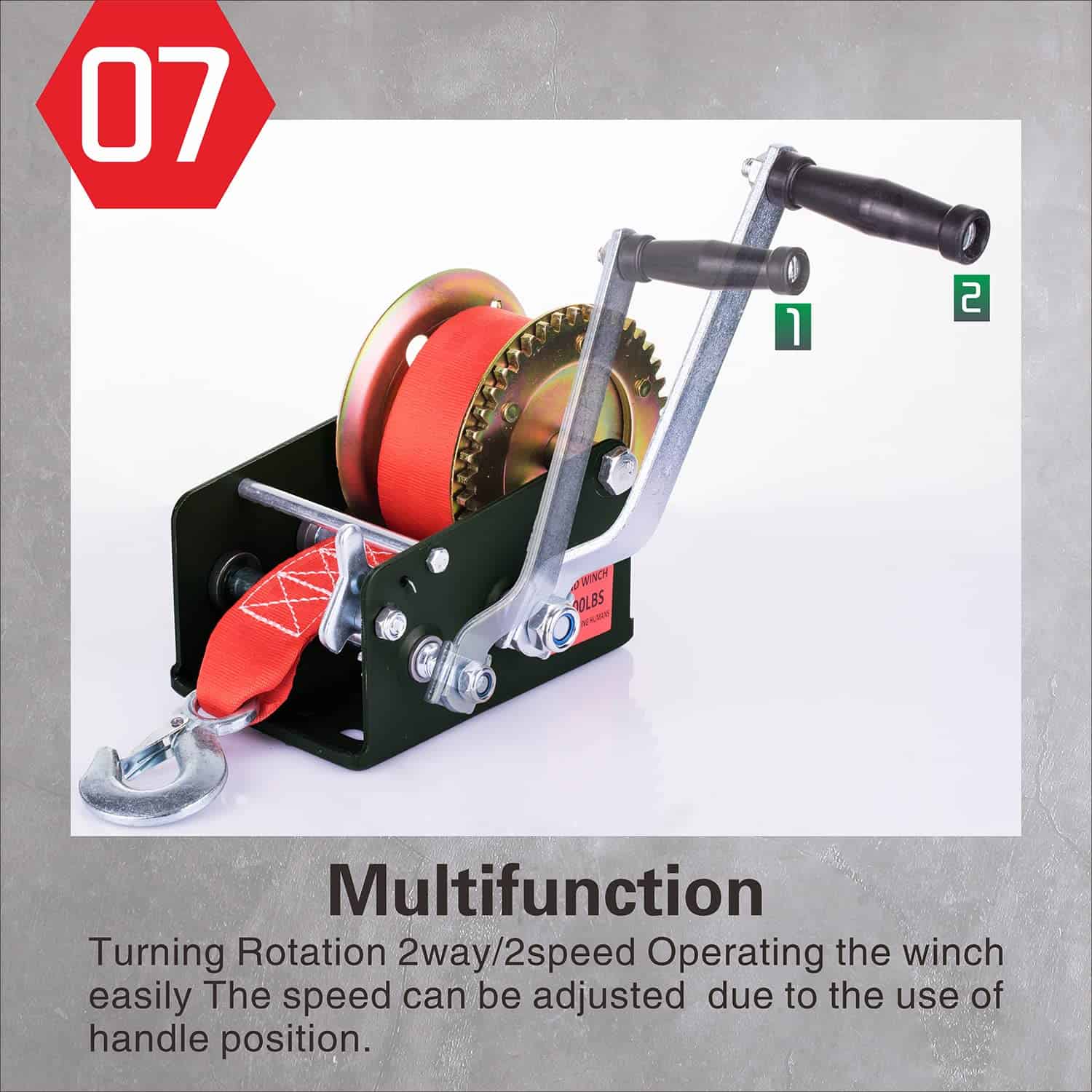 Malacate manual resistente Heavy Duty 3500lbs con correa de - Imagen 3