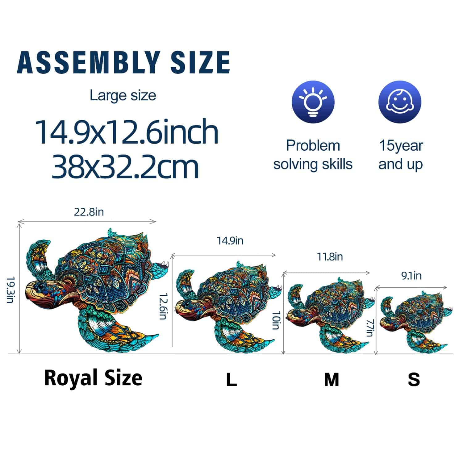 Rompecabezas de madera Jigfoxy para adultos, -Tortuga Resuel - Imagen 5