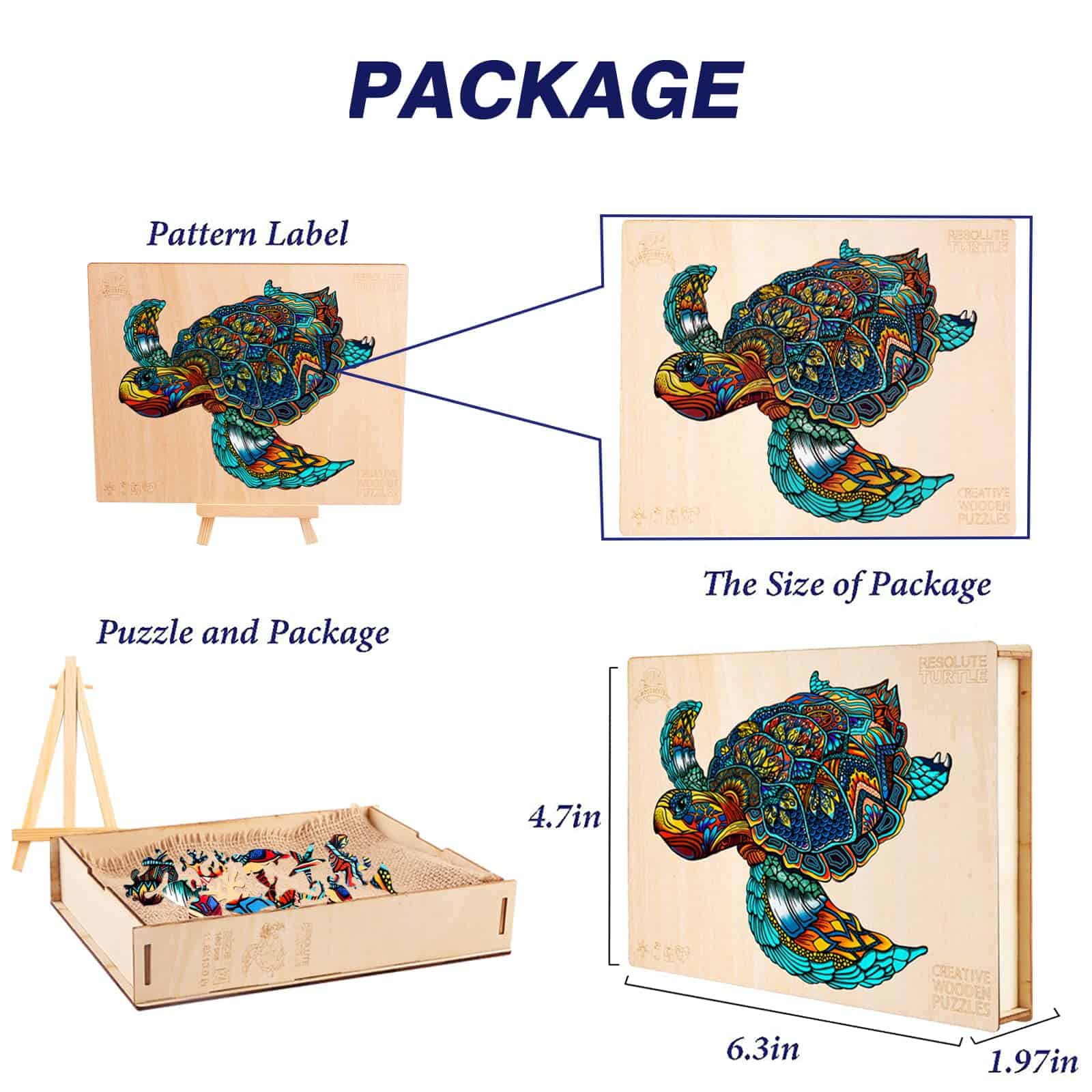 Rompecabezas de madera Jigfoxy para adultos, -Tortuga Resuel - Imagen 7