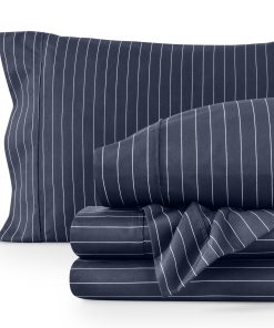 Juego de sábanas Twin XL de Bare Home - -Medianoche/Blanco