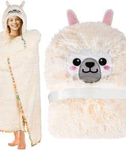 Manta Llama Alpaca con Capucha para Adultos - Peluche Súper