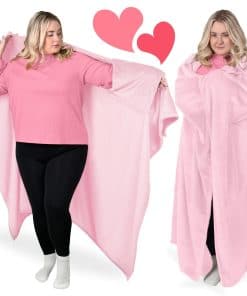 Manta Portátil para Adultos con Mangas -Rosa Nube