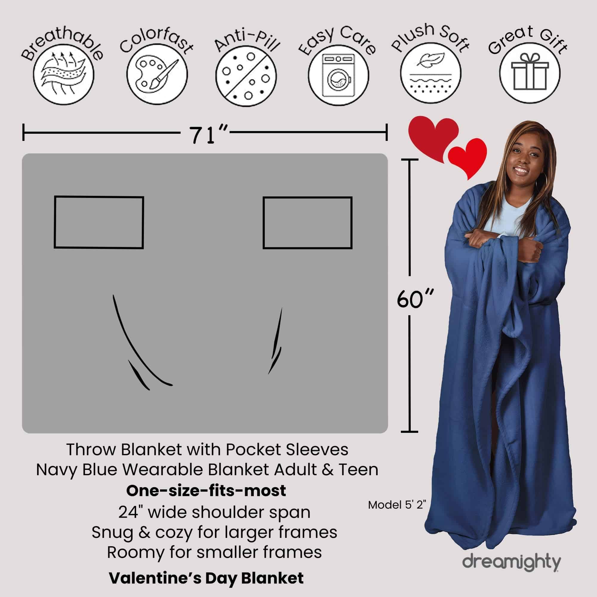 Manta portátil para adultos con mangas -Azul Estrellado - Imagen 3