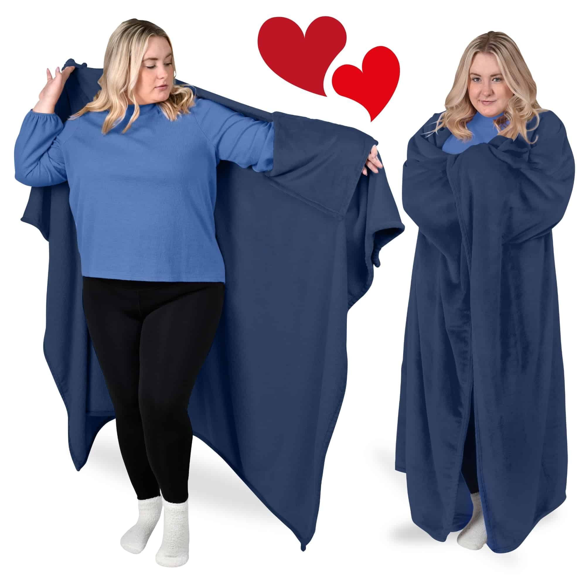 Manta portátil para adultos con mangas -Azul Estrellado