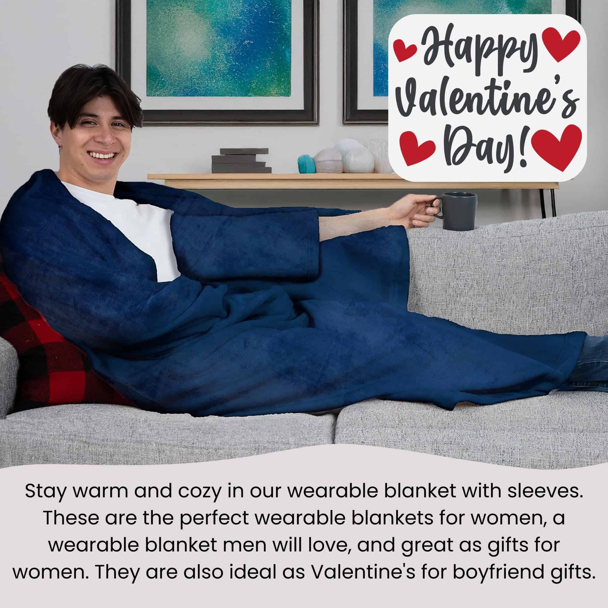 Manta portátil para adultos con mangas -Azul Estrellado - Imagen 5