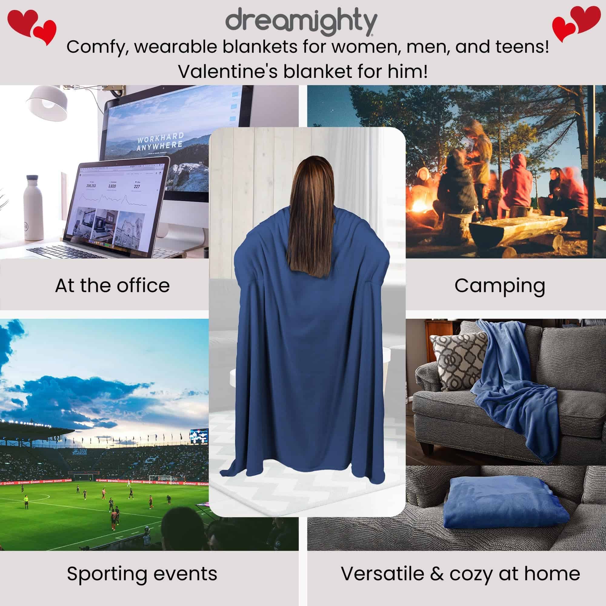 Manta portátil para adultos con mangas -Azul Estrellado - Imagen 6