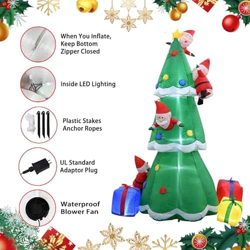 Inflable de 8 pies de Santa subiendo a un árbol - Imagen 10