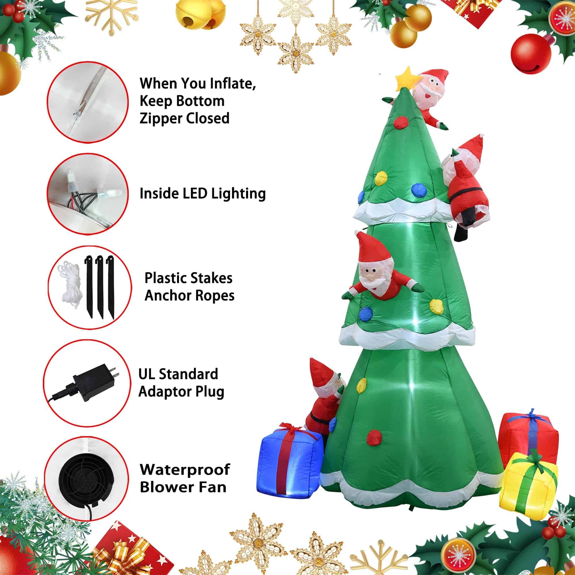 Inflable de 8 pies de Santa subiendo a un árbol - Imagen 7