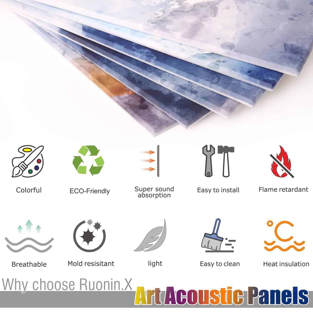 Paquete de 6 Paneles Acústicos Decorativos Ruonin.X, Mejor - Imagen 6
