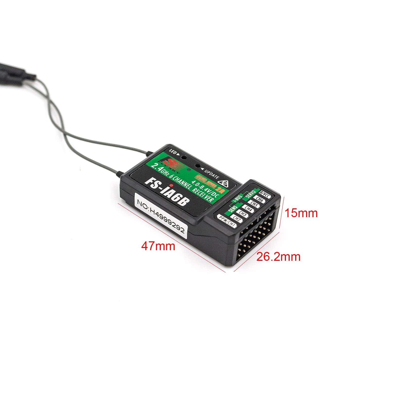 Receptor Flysky FS-iA6B 2.4Ghz de 6 Canales de Largo - Imagen 3