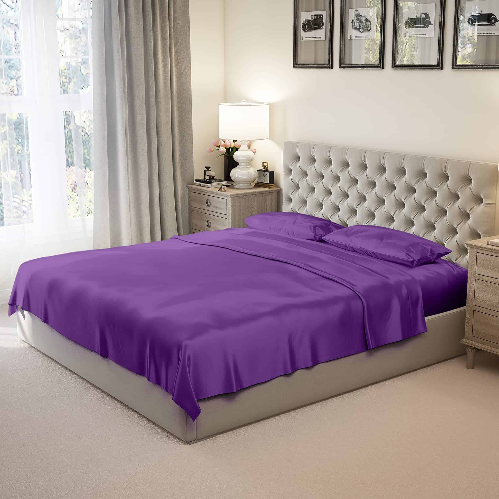 Juego de sábanas de seda 100% Mulberry Park - -Morado