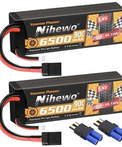 Nihewo 2Packs 2S Batería Lipo 7.4V 6500mAh Pack de Batería