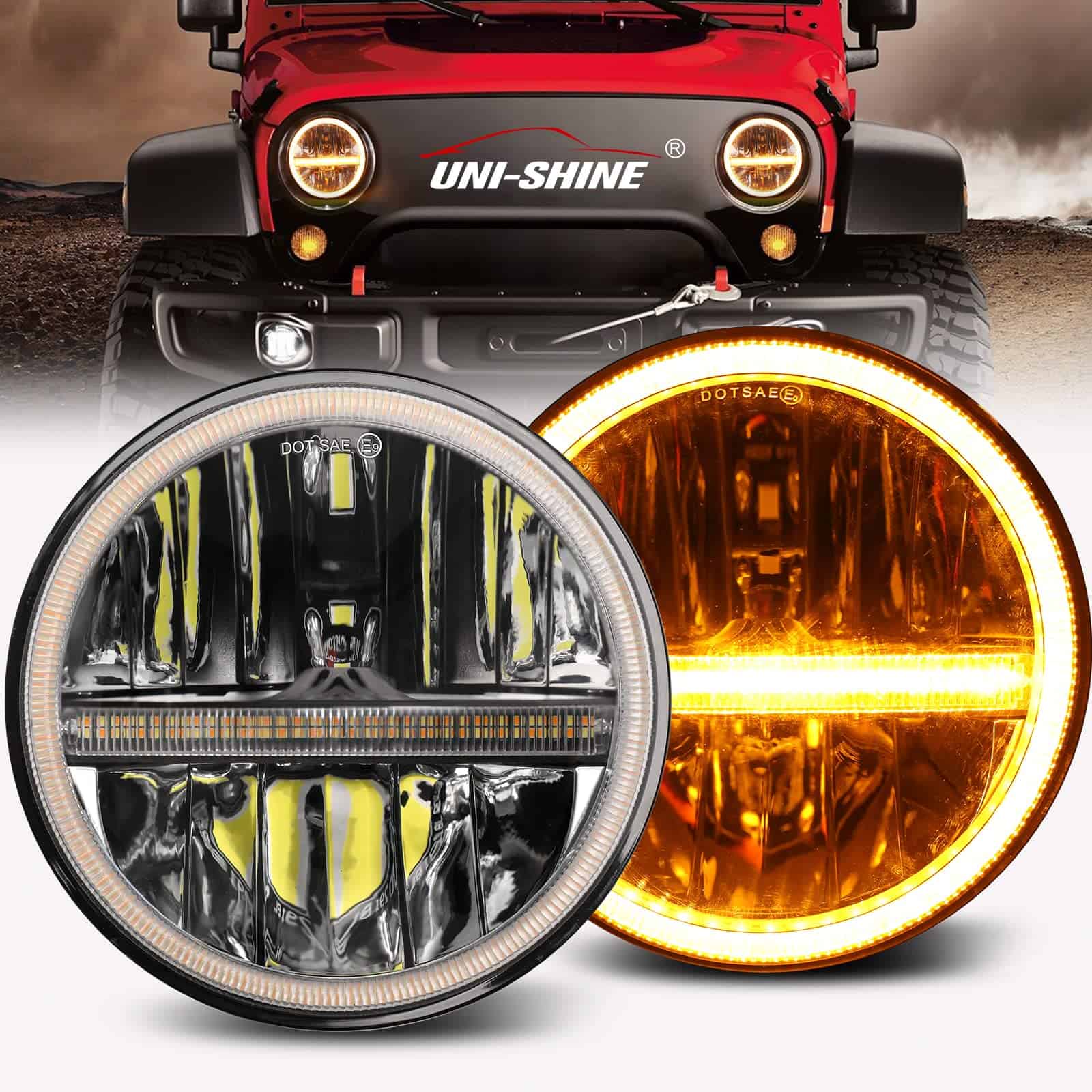 UNI-SHINE Faro LED de 7 pulgadas, Faros LED redondos de 7"