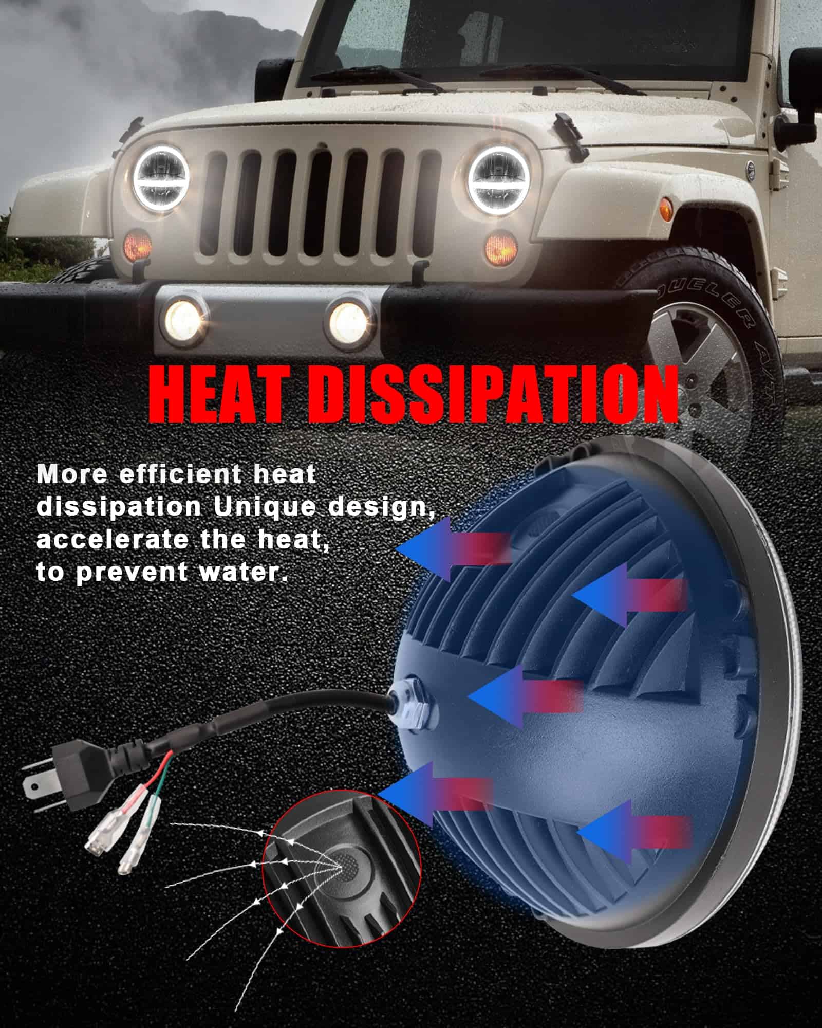 UNI-SHINE Faro LED de 7 pulgadas, Faros LED redondos de 7" - Imagen 7