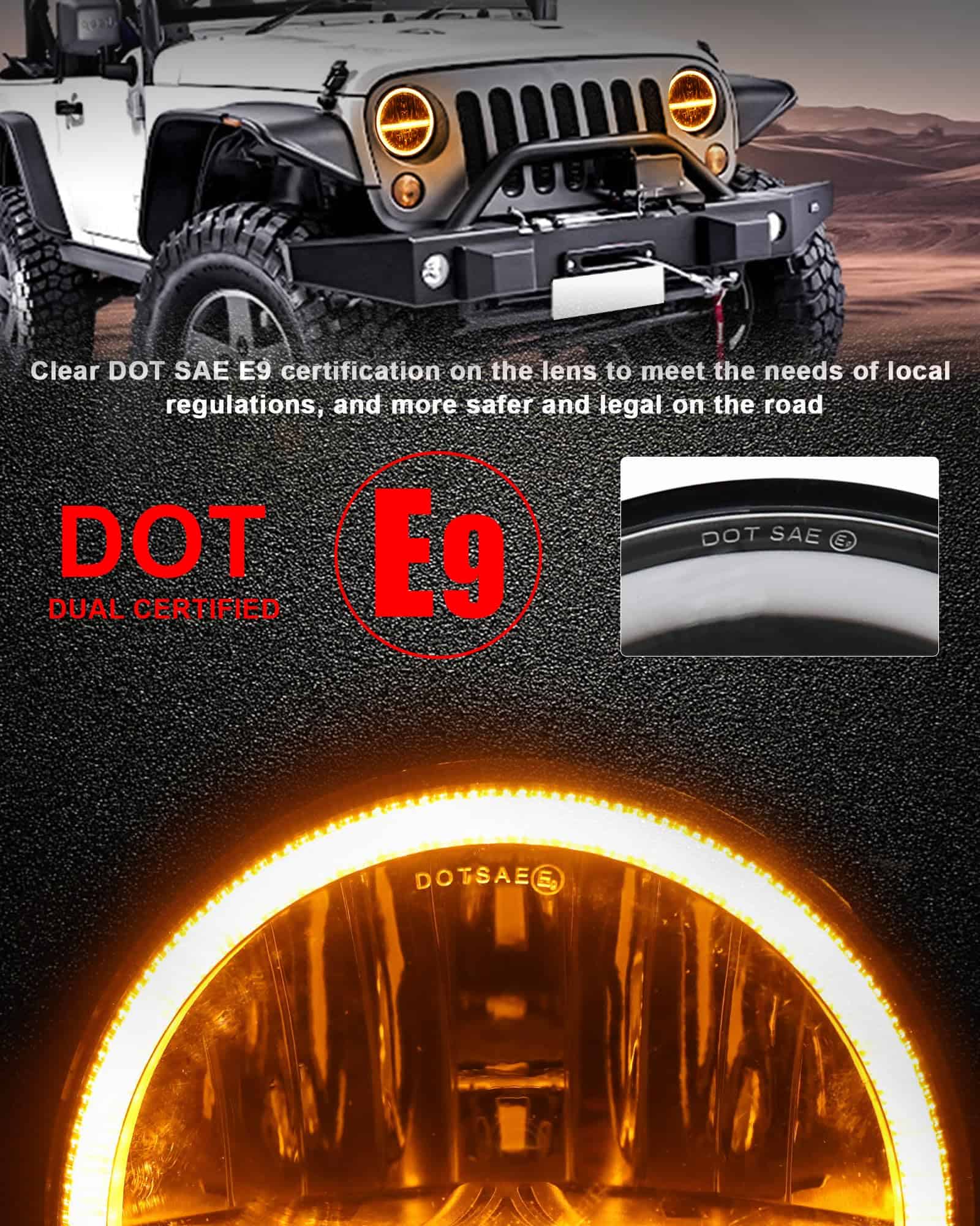 UNI-SHINE Faro LED de 7 pulgadas, Faros LED redondos de 7" - Imagen 6