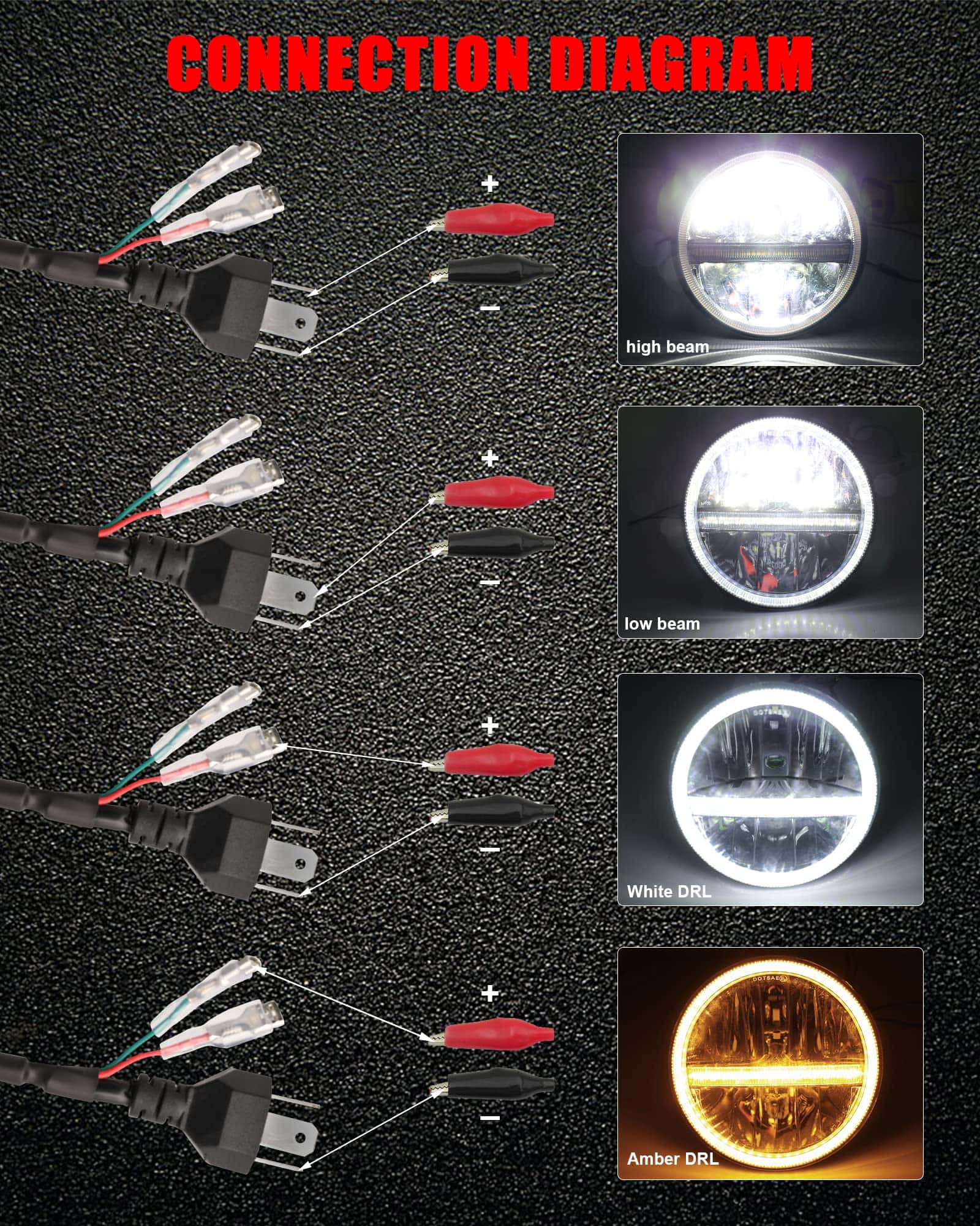 UNI-SHINE Faro LED de 7 pulgadas, Faros LED redondos de 7" - Imagen 5