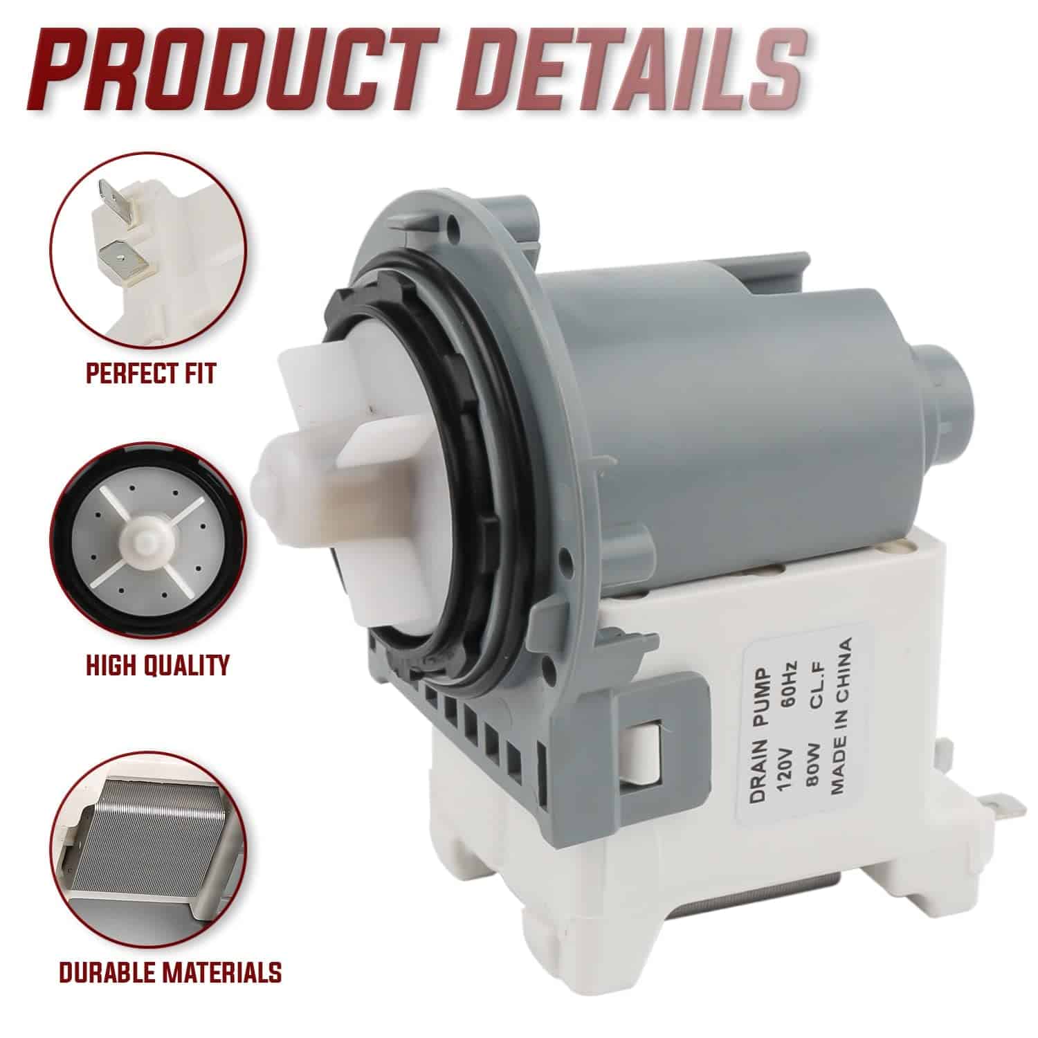 Motor de bomba de desagüe DC31-00178A PX3516-01 Upgrade por - Imagen 5